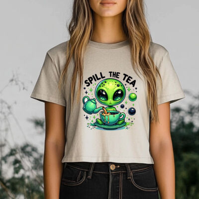 Ladies Loose Fit Crop Top Spill the Tea Thumbnail