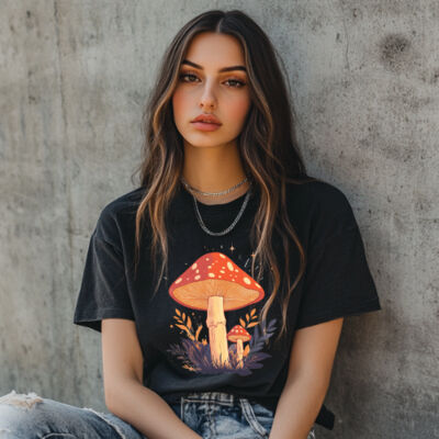 Ladies  Faded T-Shirt Forest Mushrooms Thumbnail
