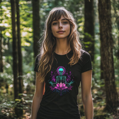Ladies Slim Fit T- Shirt  Skeleton Lotus  Thumbnail