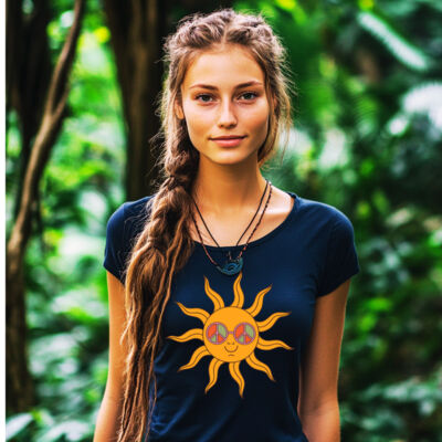 Ladies Slim Fit T- Shirt Hippy Sun Thumbnail
